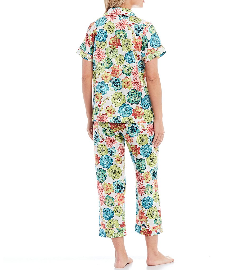 BedHead Pajamas Desert Rose Printed Sateen Cropped Pajama Set