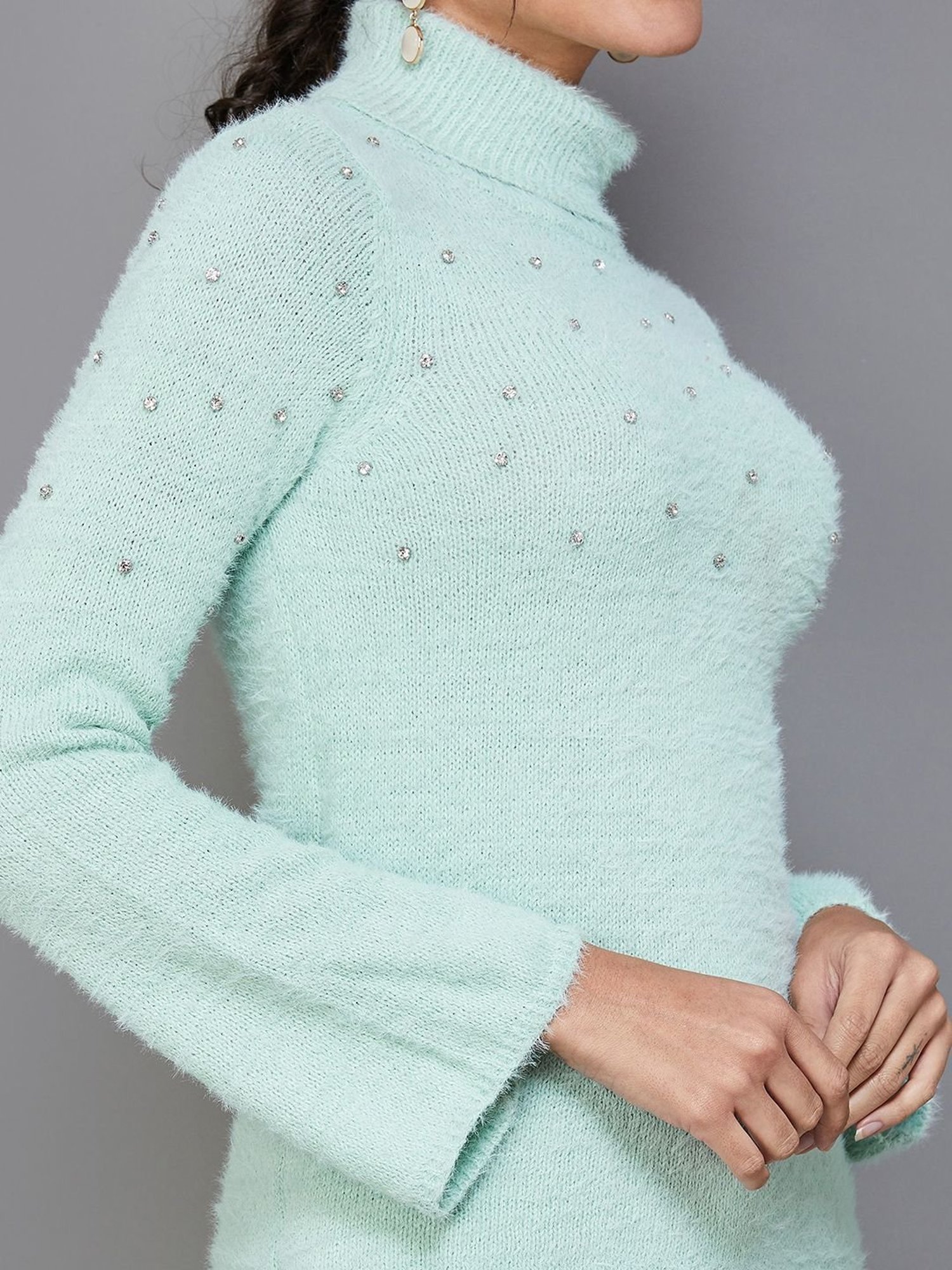 Code by Lifestyle Mint Green Embellished Top