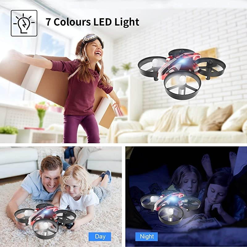 Mini Drone for Kids and Beginners,Portable Remote Control RC Quadcopter Drone Toy, Best Drone for Boys and Girls with Altitude Hold, 3D Flips, Headless Mode,LED Light&Extra Batteries AT-66(Red)&hellip;