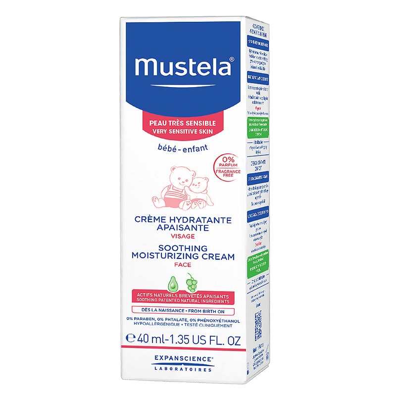 Mustela Sensitive Soothing Moisturizing Baby Face Cream Fragrance Free - 1.35 fl oz