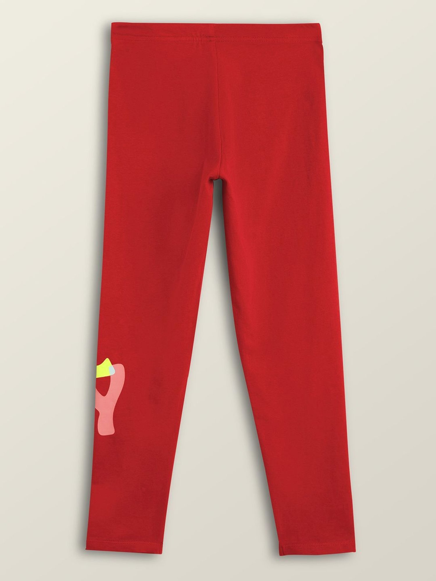 XY Life Kids Red & Purple Cotton Relaxed Fit Leggings (Pack of 2)