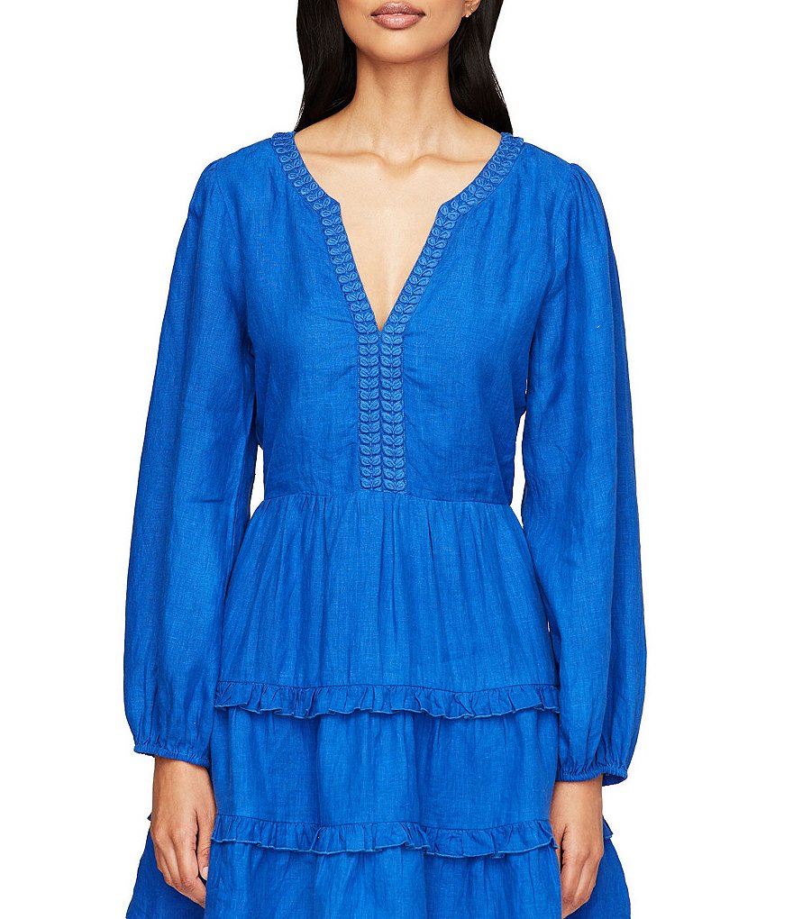 Roller Rabbit Long Sleeve Tiered Linen Naema Dress