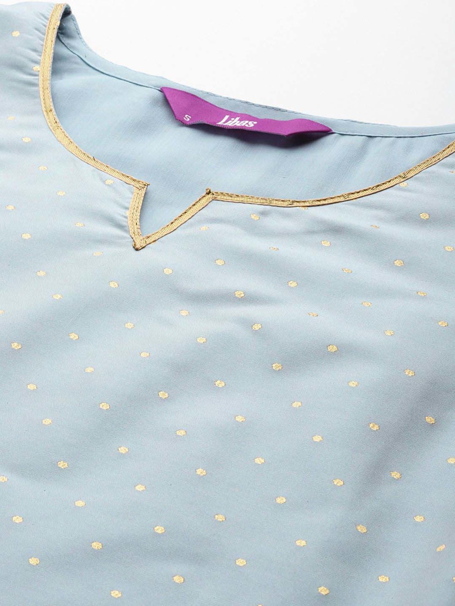 Libas Blue & Pink Printed Kurta Pant Set With Dupatta