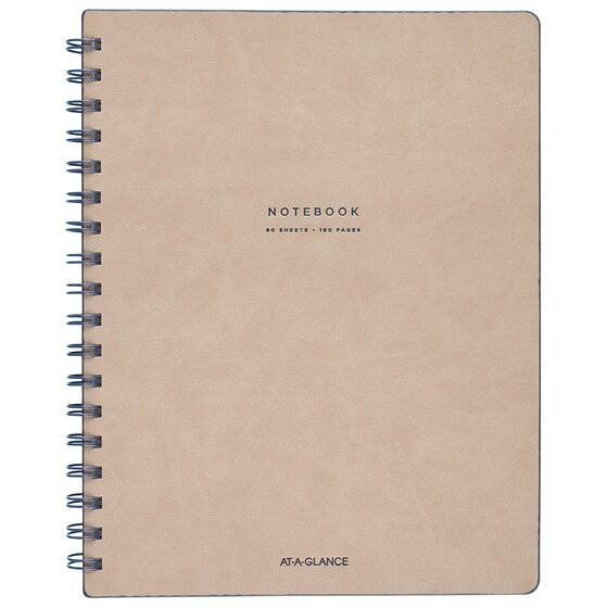 At-A-Glance Signature Collection Medium Meeting Book - 80 Sheets - Twin Wirebound - Ruled - 7 7/8" x 9 5/8" - 1Each  MEA