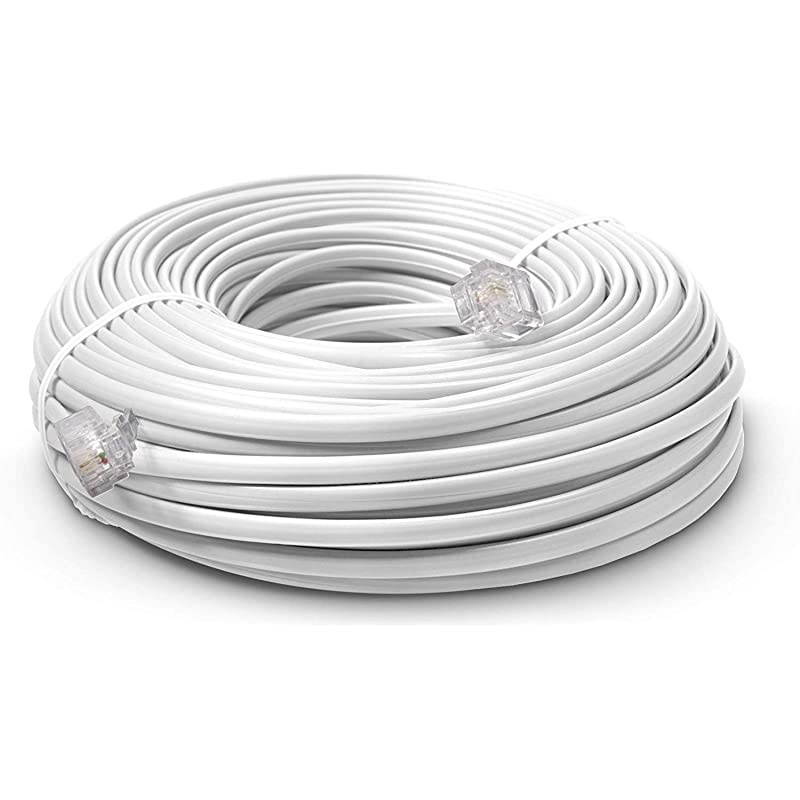 Line Cord 50 Feet Modular TeleExtension Cord 50 Feet 2 Conductor 2 pin 1 line Cable Works Great with FAX AIO and Other Machines White