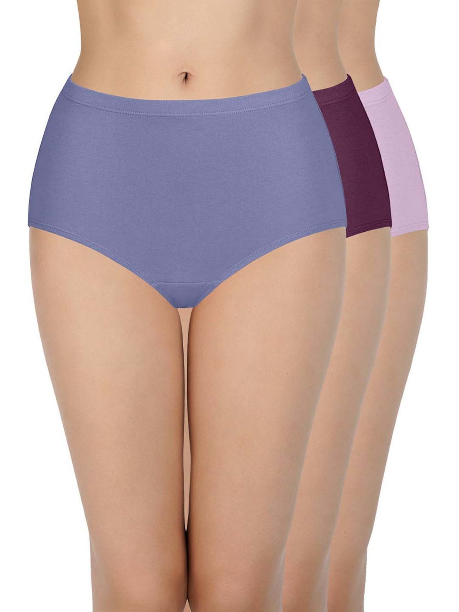 Every De by Amante Purple & Blue Cotton Hipster Panties - Pack Of 3