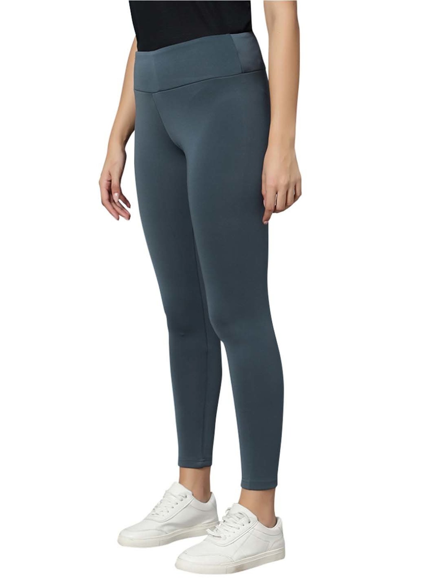 Omtex Navy & Grey Mid Rise Sports Tights - Pack Of 2