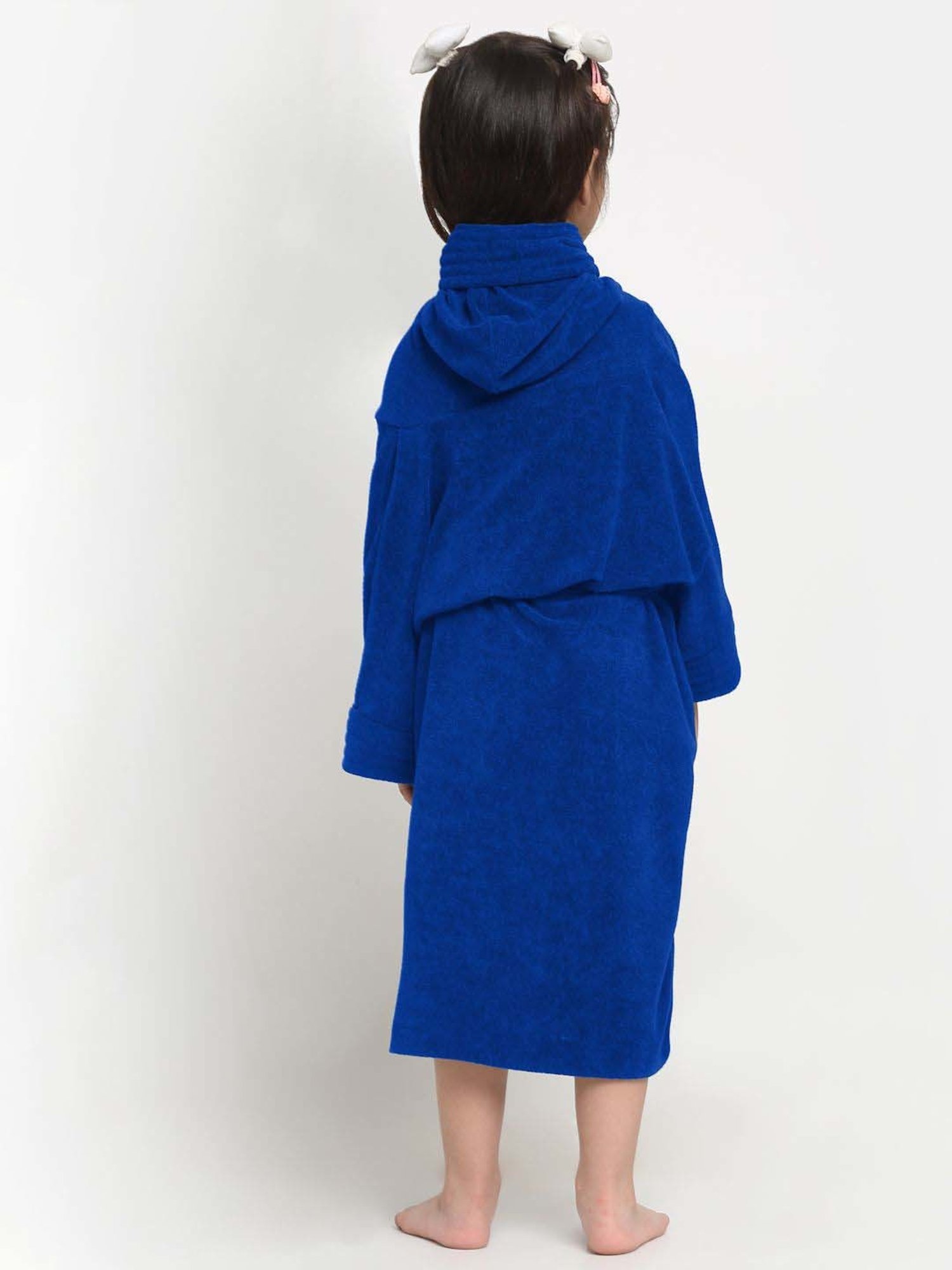 Creeva Everyday Red & Navy 225 GSM Micro Terry Bathrobe with Front Pocket & Kimono Collar