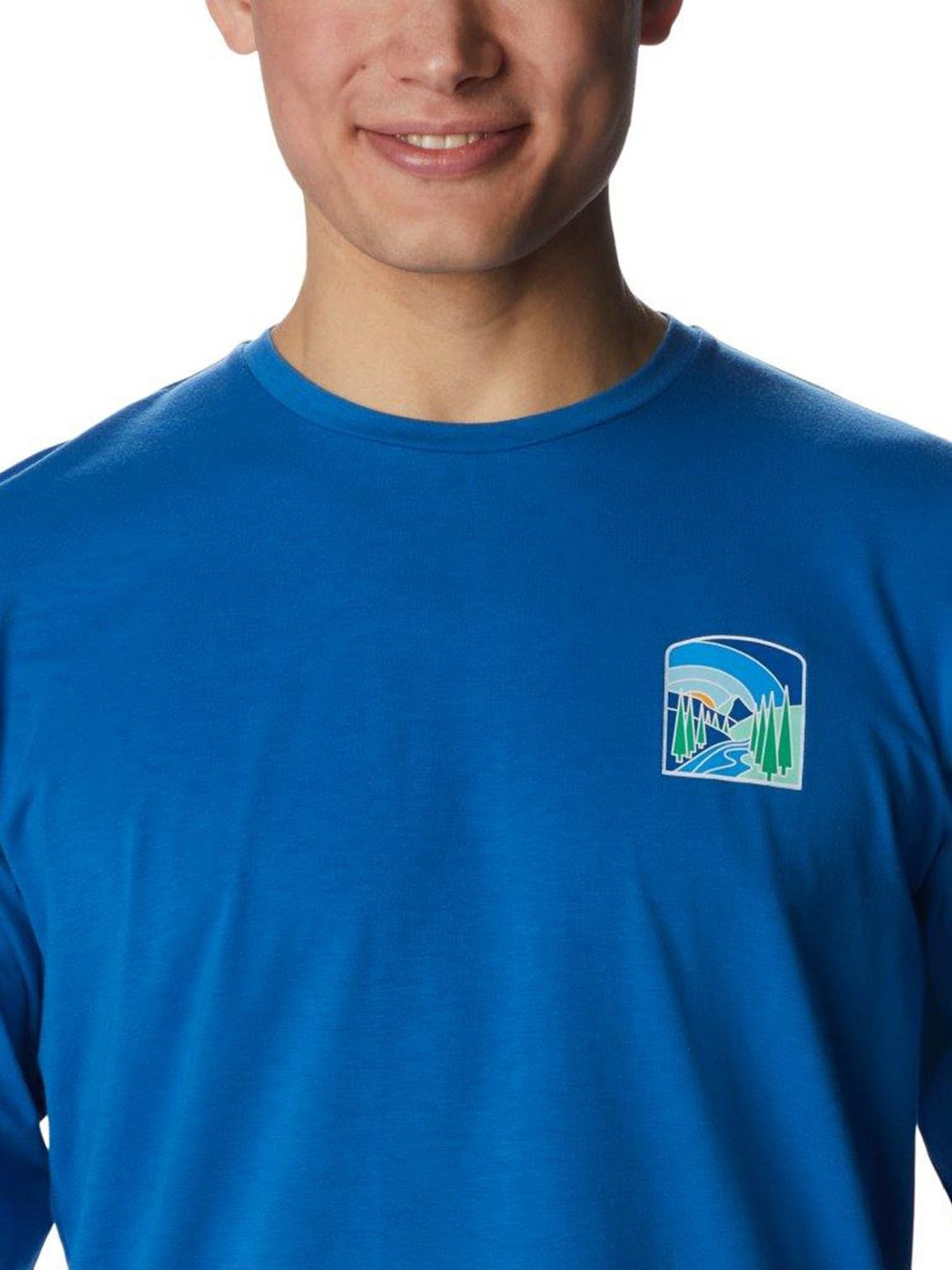Columbia Men Blue Sun Trek Graphic Long Sleeve T-Shirt