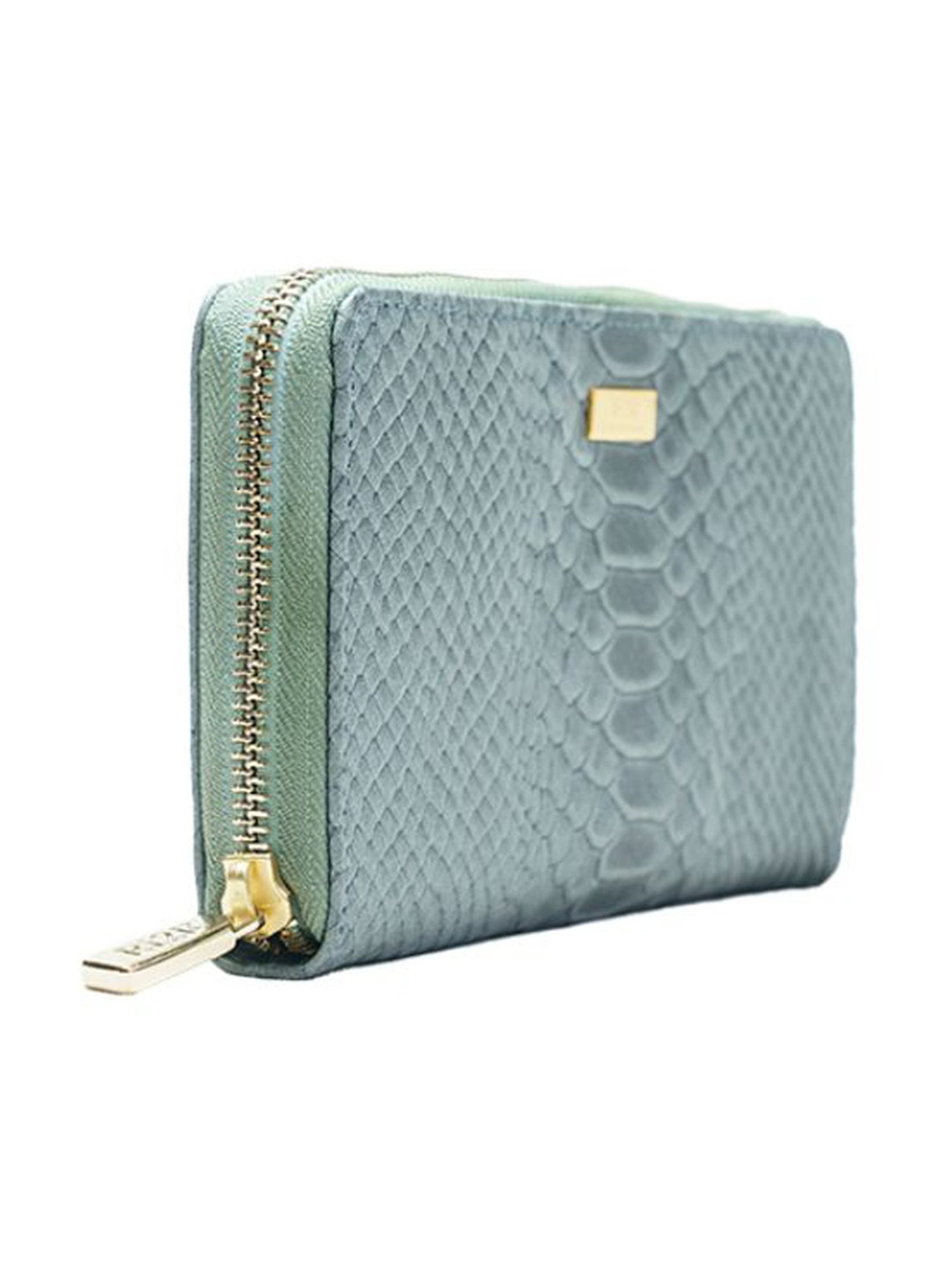 RI2K London Grey Leather Textured Zip around Wallet