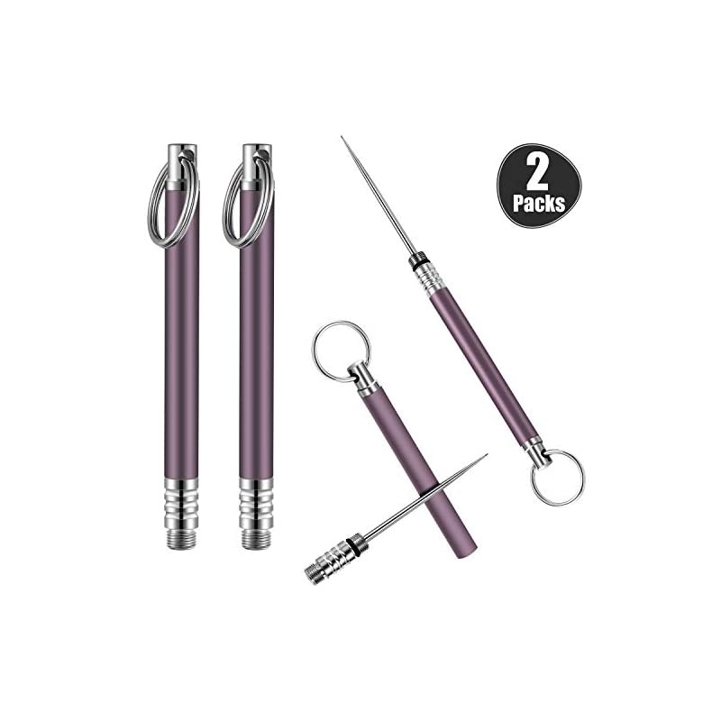 Pieces Portable Titanium Toothpicks Pocket Toothpick Metal Toothpick Holder for Outdoor Picnic and Camping (Purple)