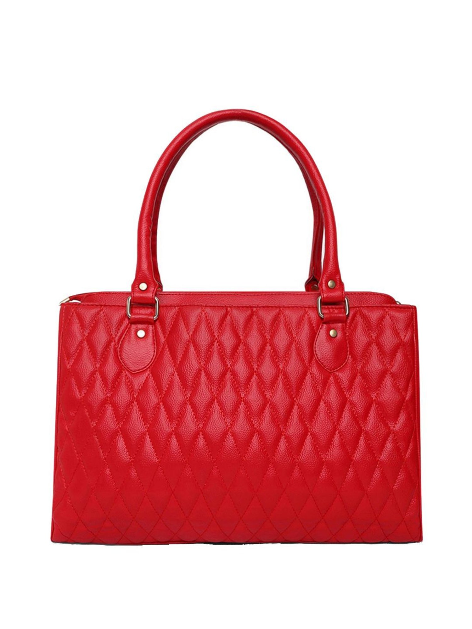 KLEIO Red Quilted Medium Laptop Handbag