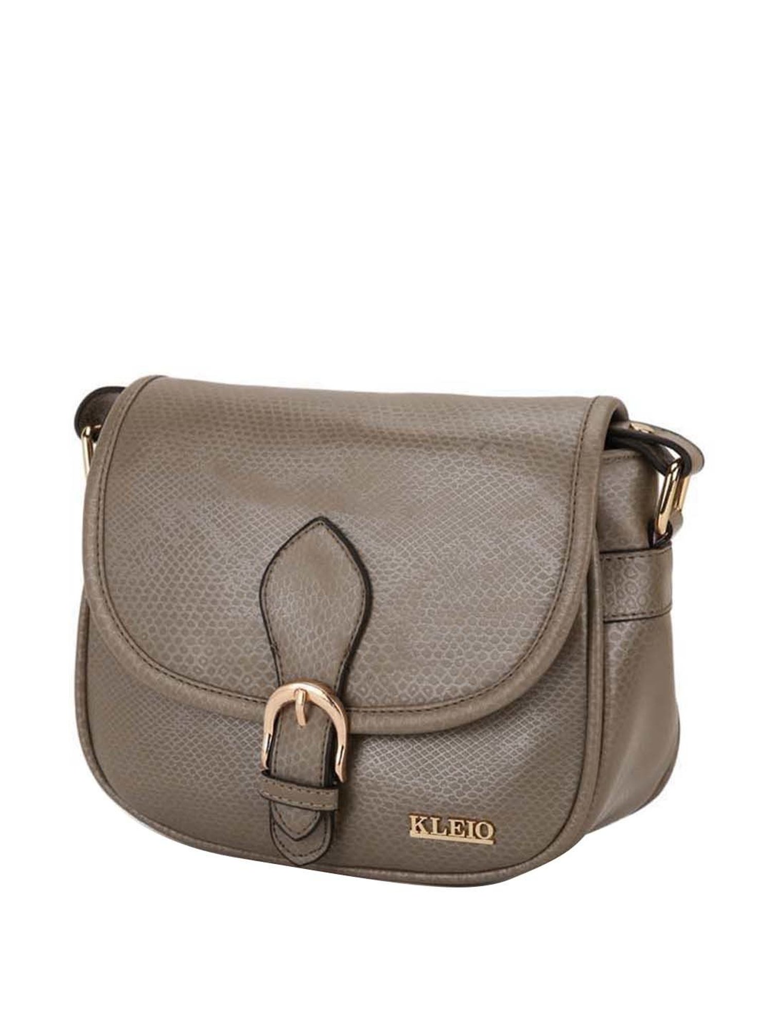 KLEIO Grey Textured Medium Sling Handbag