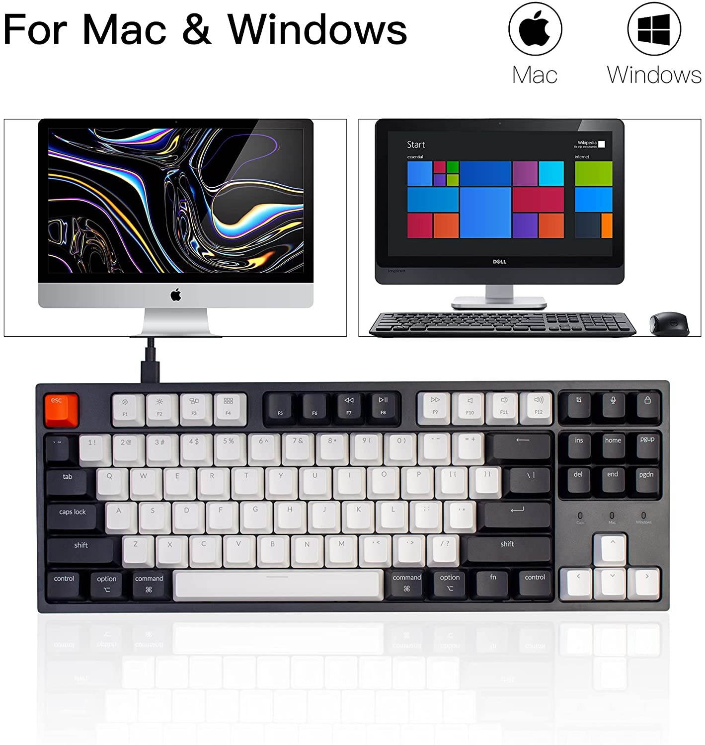 Keychron C1 Hot-swappable Wired Mechanical Keyboard for Mac Layout, Keychron Mechanical Red Switch/USB Type-C Cable/Double-Shot ABS Keycaps Tenkeyless 87 Keys Computer Keyboard for Windows PC Laptop