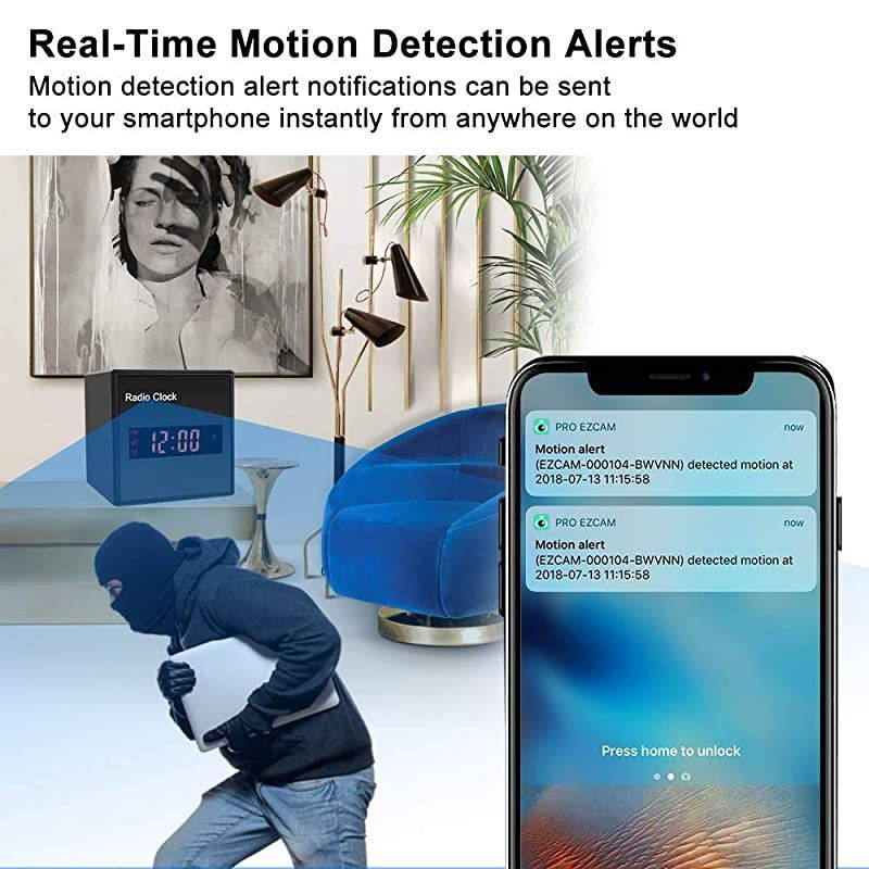 Hidden Camera Spy Cam Wireless,HD 1080P Alarm Clock,Wireless WiFi Hidden Radio Clock Alarm Bluetooth Spy Camera Nanny Surveillance Cam- HD 1080P Home Indoor Security IP Night Vision