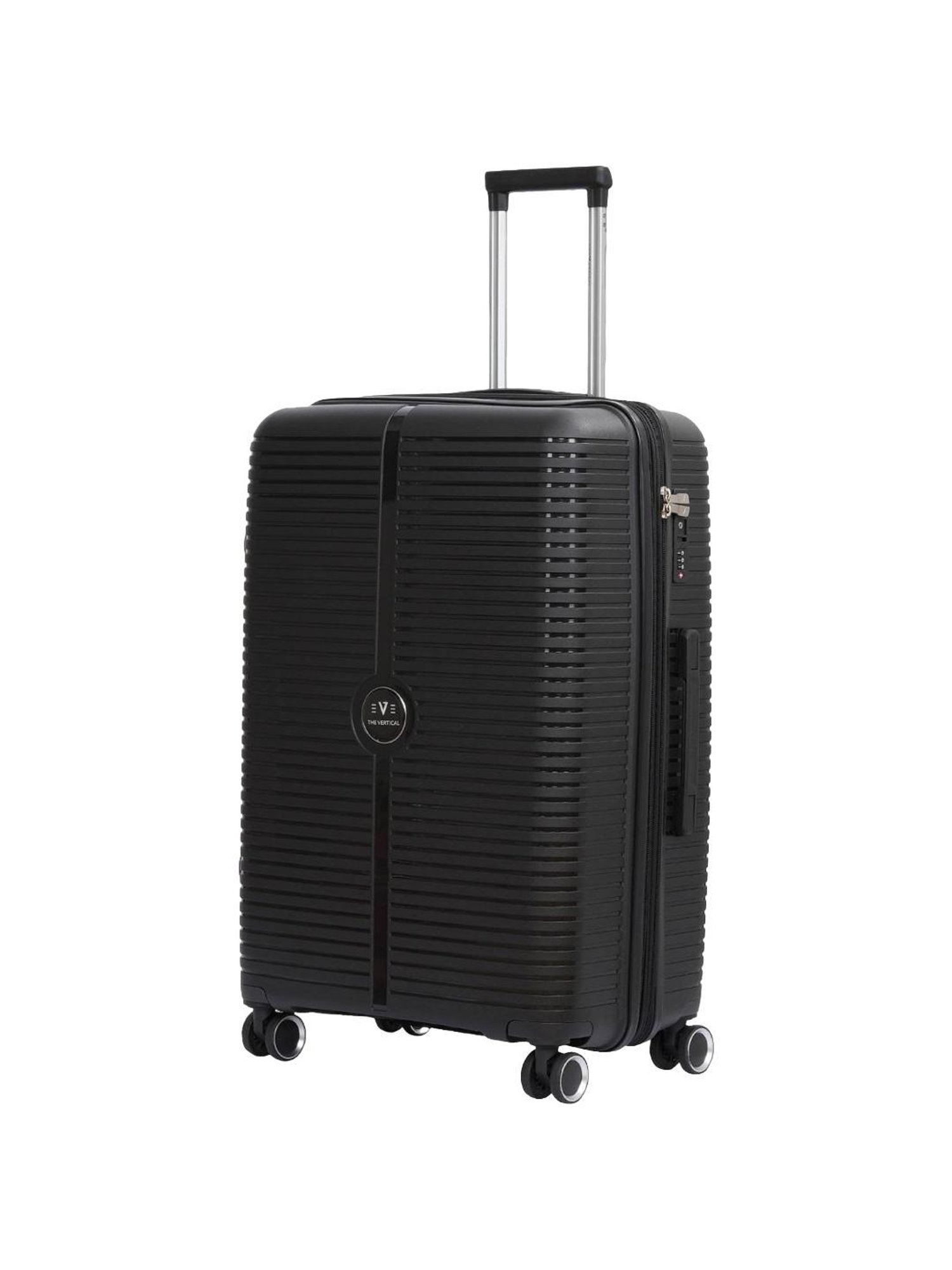 The Vertical Stellar Black Wheels 8 Medium Hard Cabin Trolley Bag