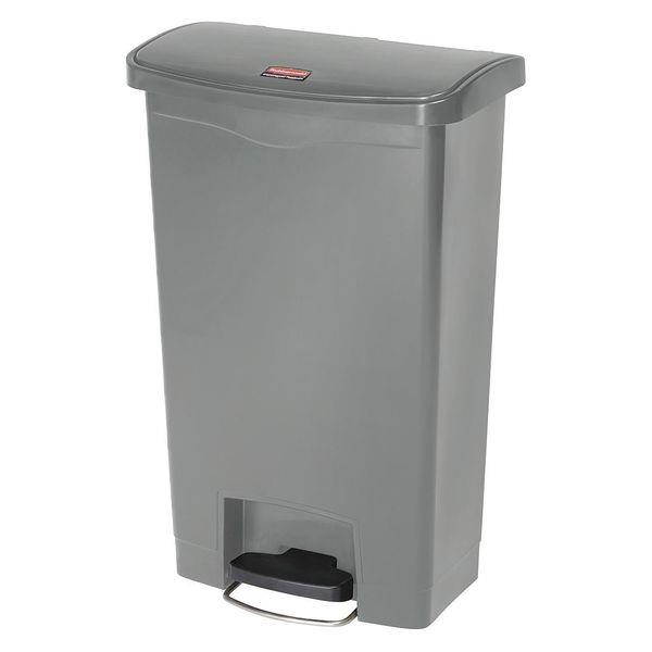Rubbermaid - FG1883602 - Slim Jim Resin Step-On Container, Front Step Style, 13 gal, Gray