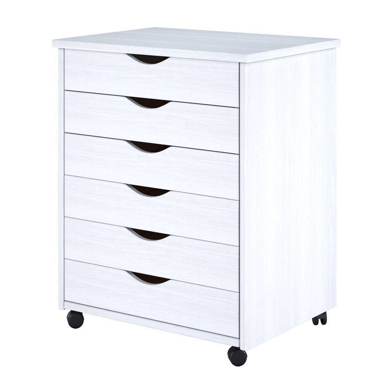 Adeptus Solid Wood 6 Drawer Wide Roll Cart White