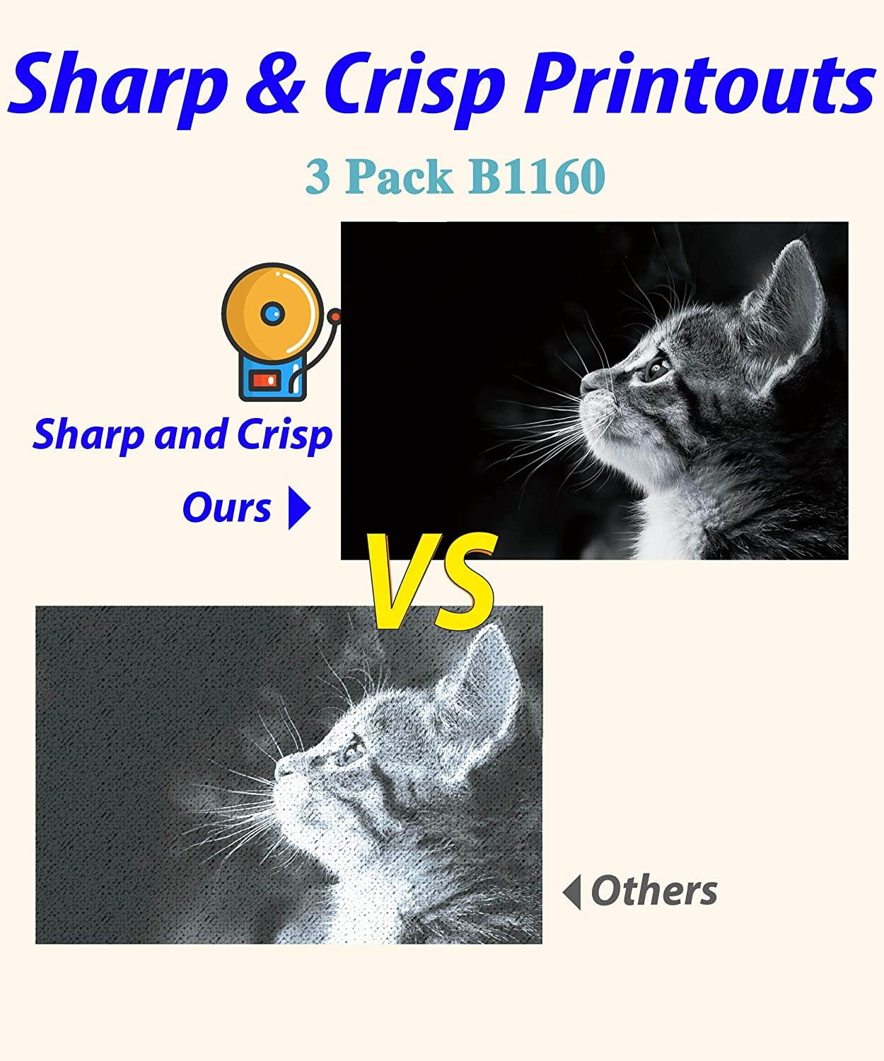 3-Pack ColorPrint Compatible B1160w Toner Cartridge Replacement for DELL 1160 YK1PM 331-7335 HF44N HF442 Work with B1160 B1163w B1165nfw Laser Printer (3X Black)