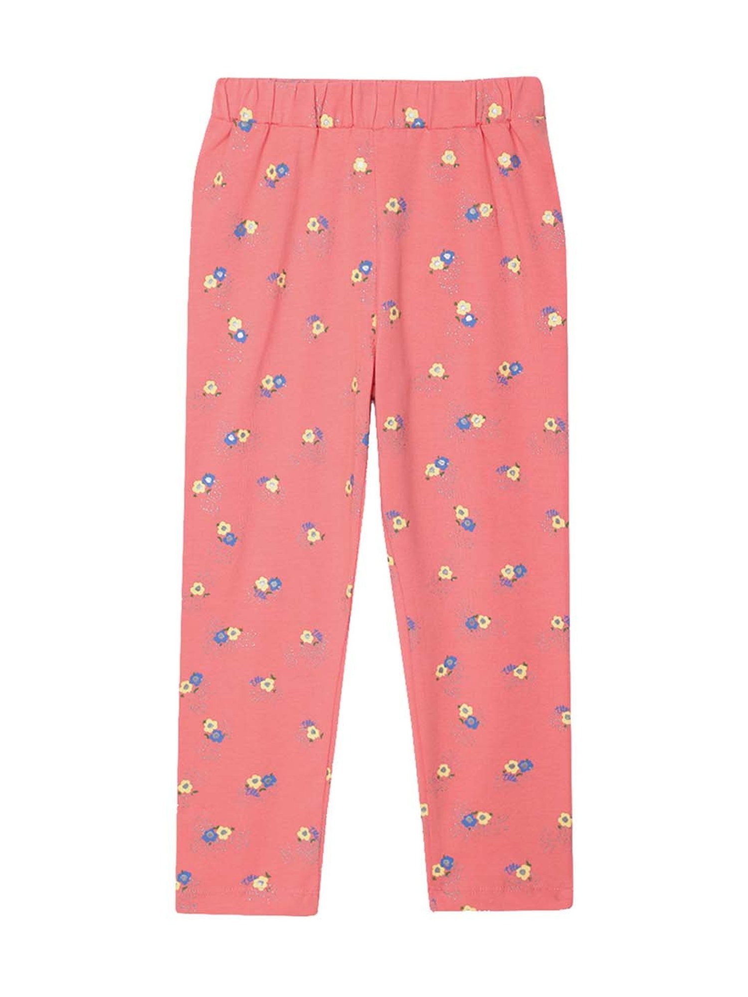 Elle Girls Coral Cotton Printed Leggings