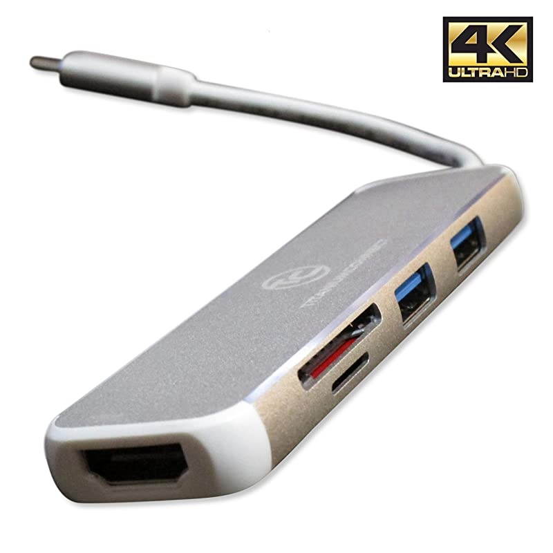 USB C to HDMI - 5 in 1 Adapter - for Flash Drive, SD, Micro Sandisk, and Display - Use with Chromebook 4k Video Using hi-Speed up to 5 gigabit