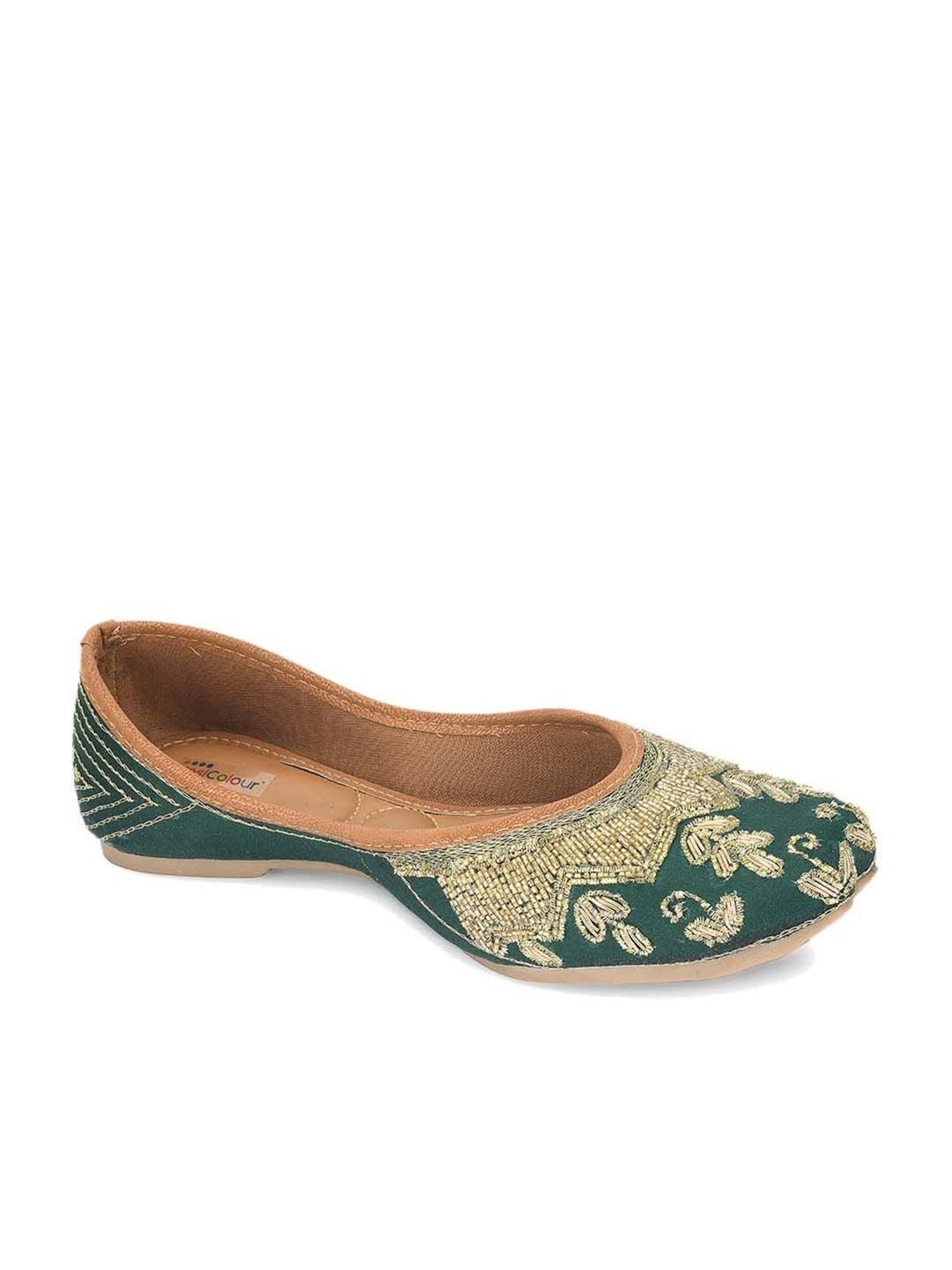 Desi Colour Women's Pine Green Ethnic Juttis