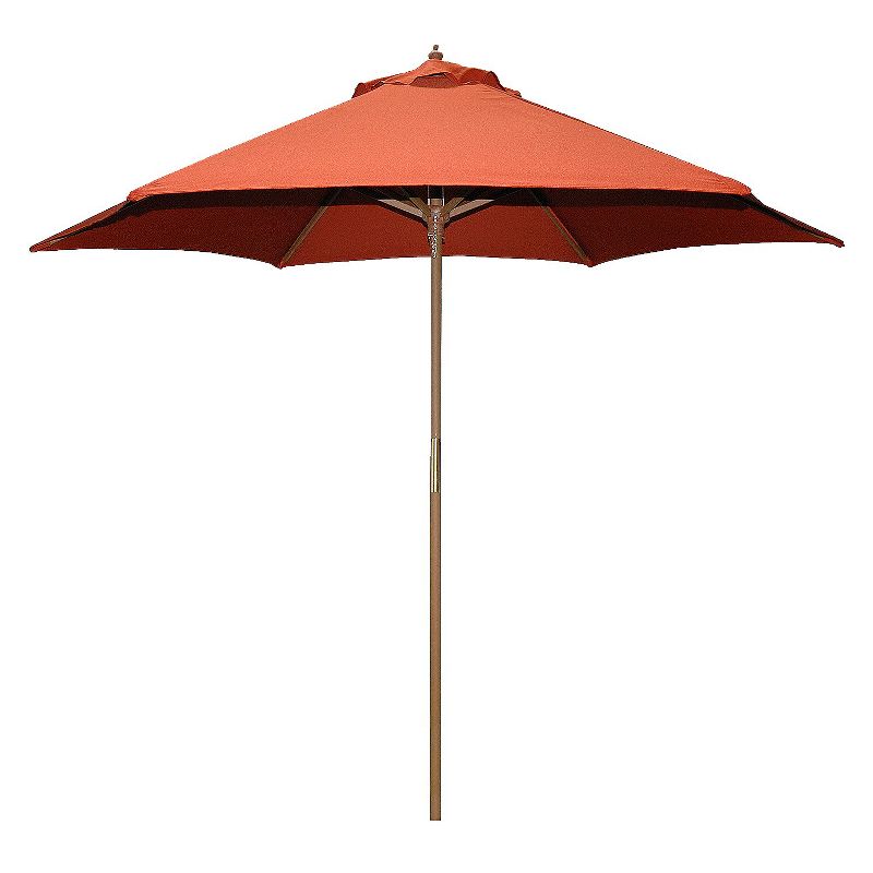 9' Round Wood Patio Umbrella - Rust