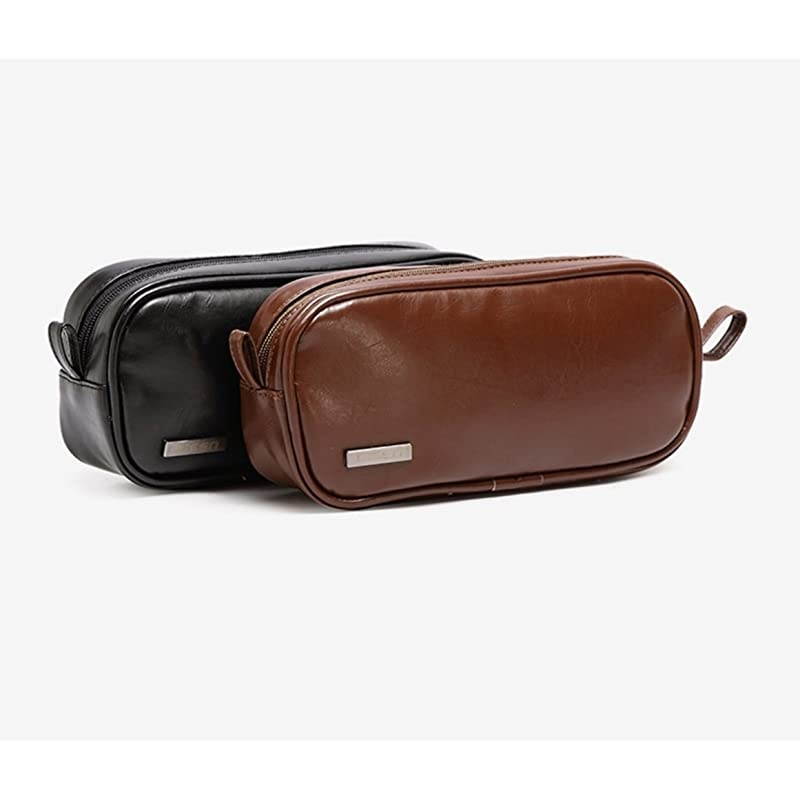 Universal Travel PU Leather Case for Small Electronics and Accessories Travel OrganizerCarrying Bag Brown