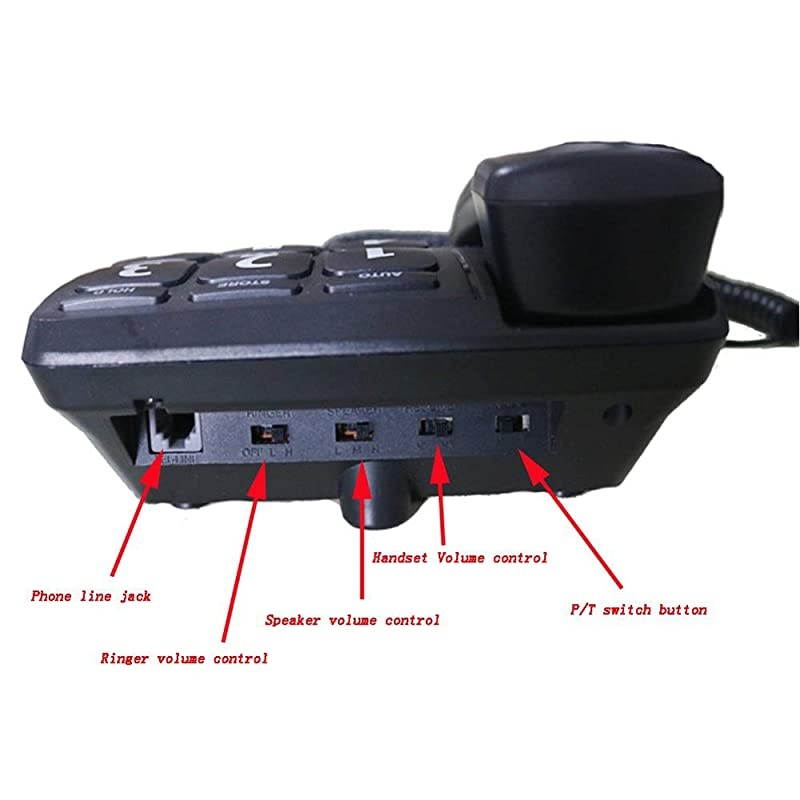 J-P02 Large Button Phone Corded Phone for Elderly with Amplified Speakerphone/Speed Dial/Wall Mountable