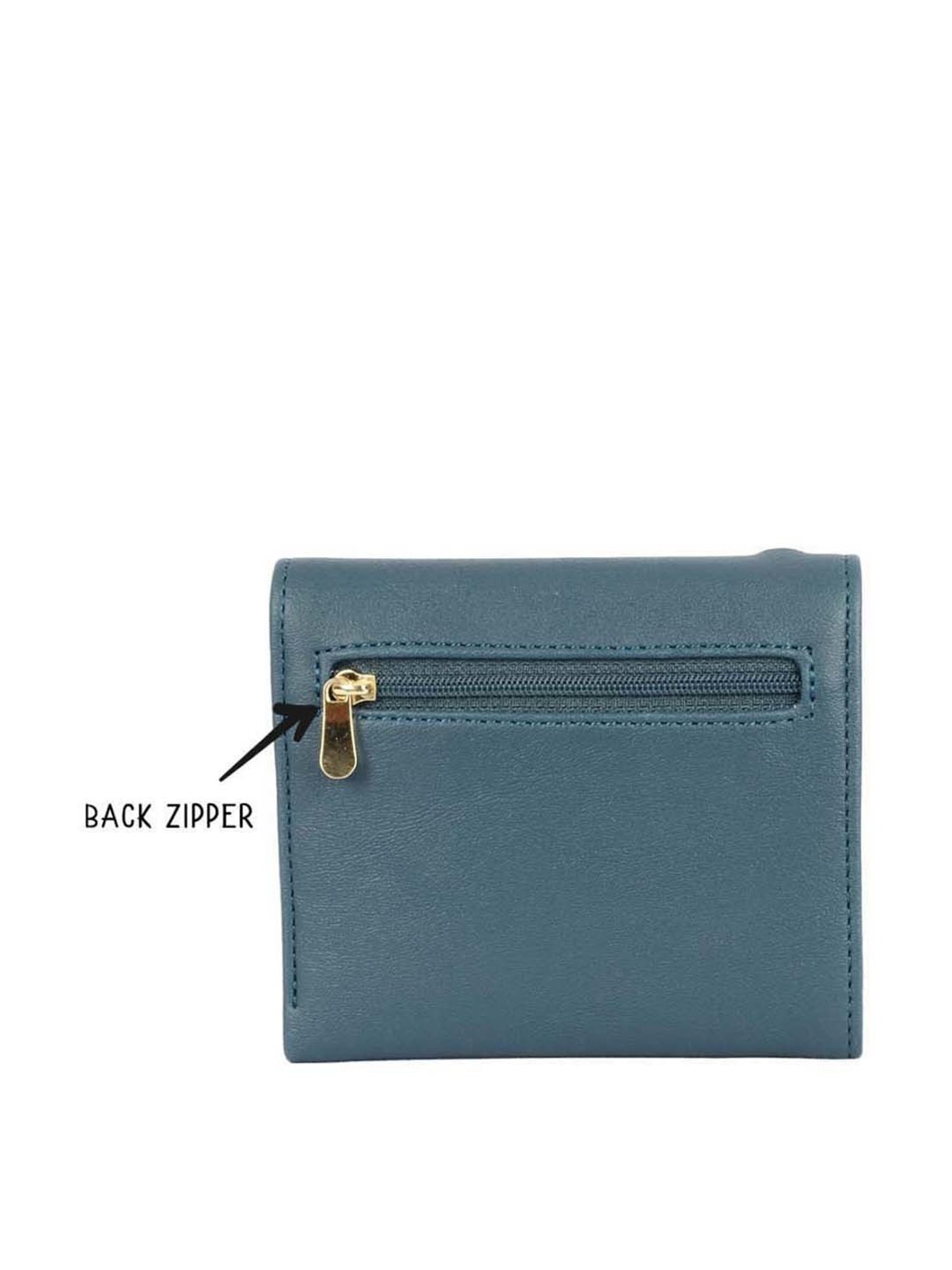 Baggit Blue Textured Tri-Fold Wallet for Women