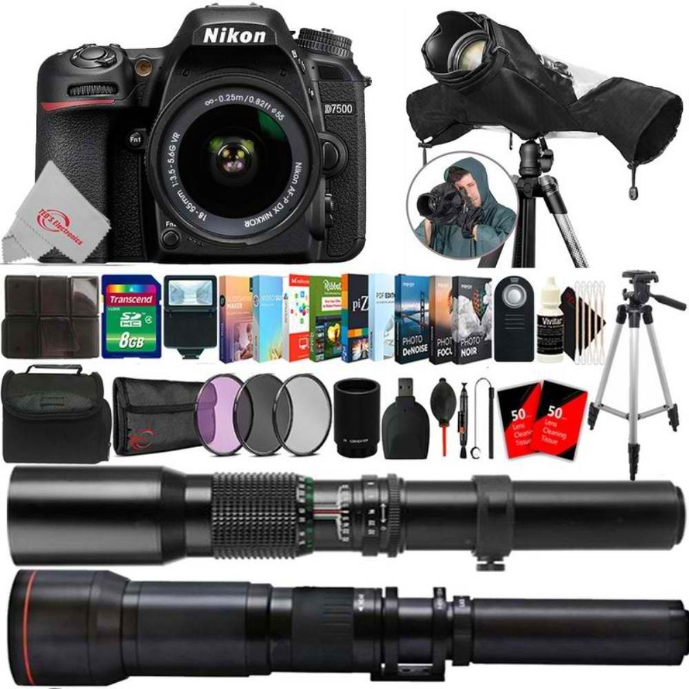 Nikon D7500 20.9MP DSLR Camera with 18-55mm, 500mm & 650-1300mm Lens Accessory Kit
