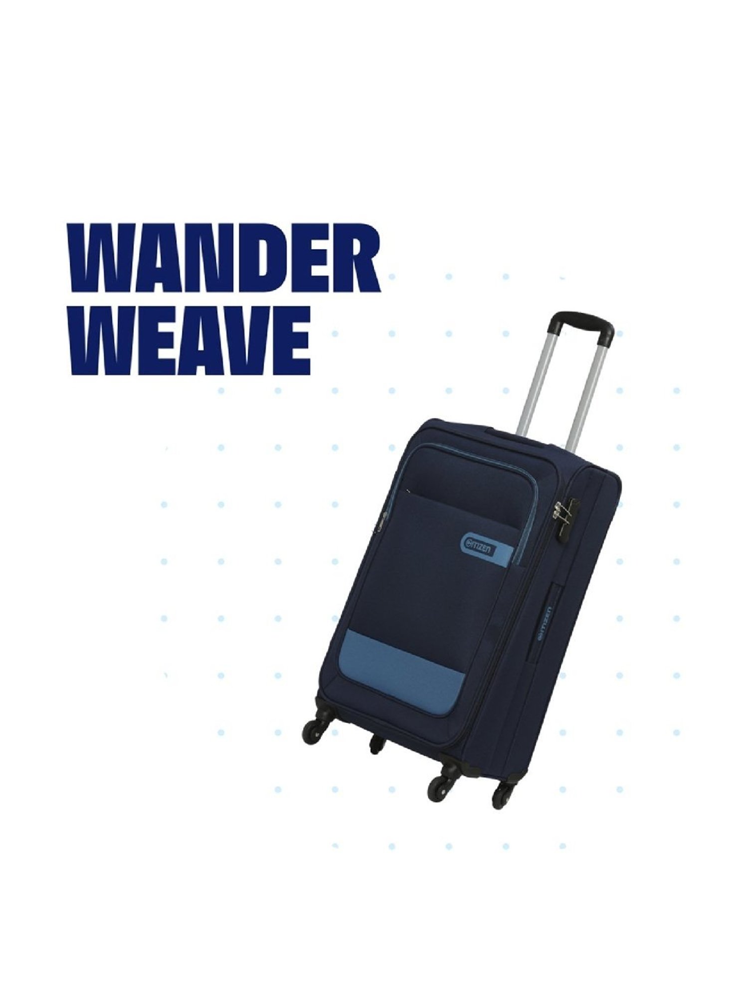 Citizen Wander Weave Navy Blue Color Block Soft Medium Trolley Bag - 68 Cms