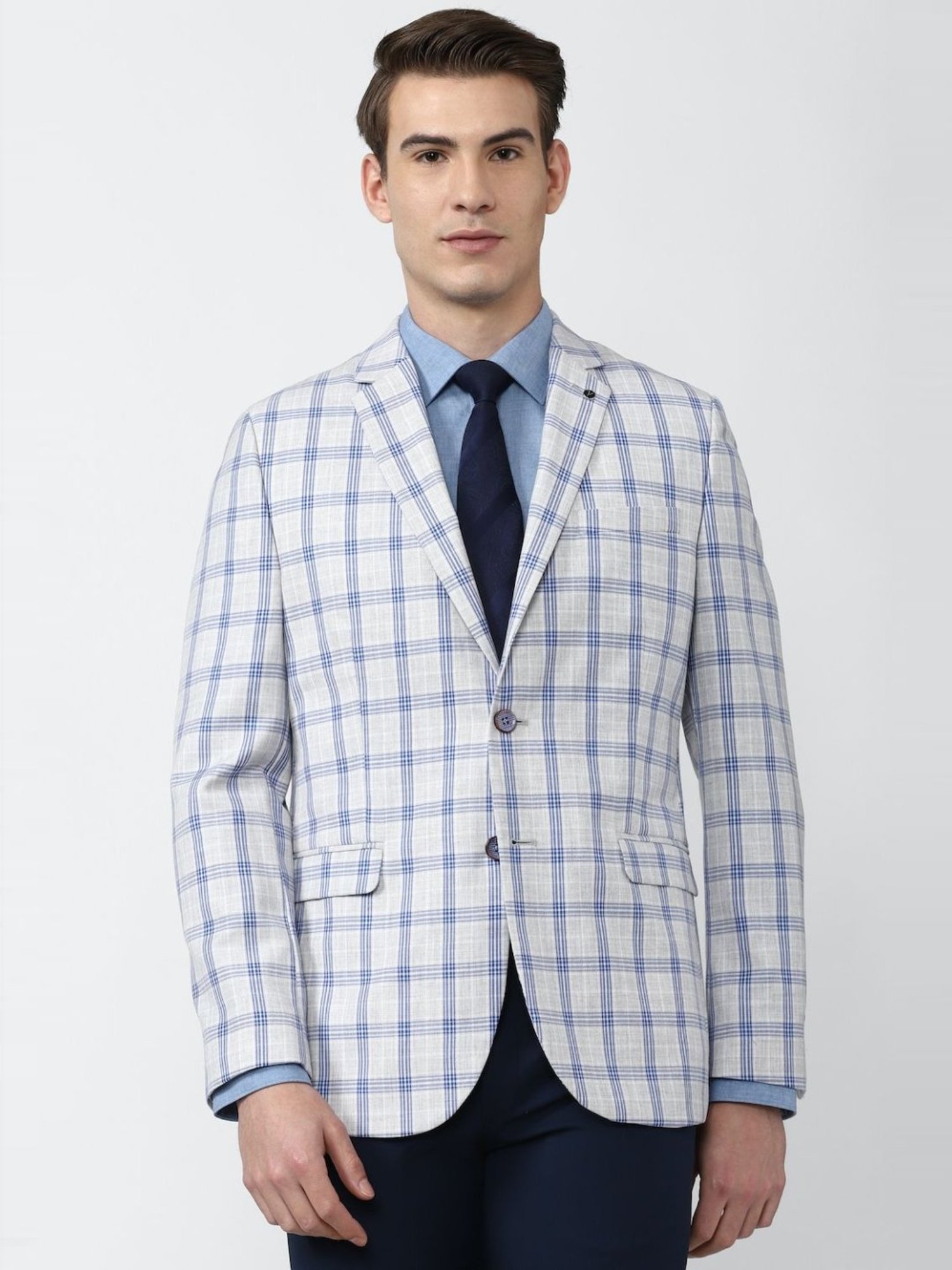 Louis Philippe Light Blue Regular Fit Blazer