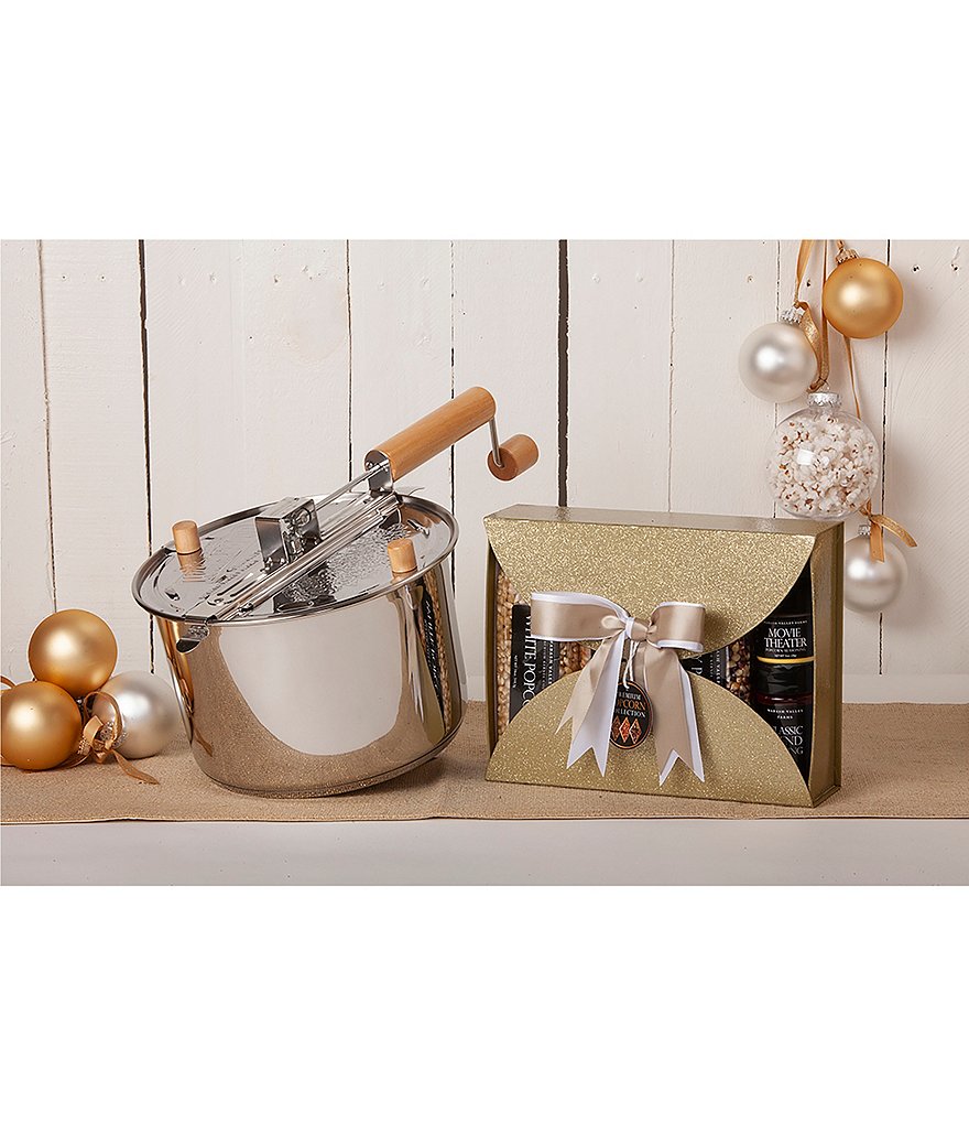 Wabash Valley Farms Stainless Steel Whirley-Pop Popcorn with Sip & Snack Set