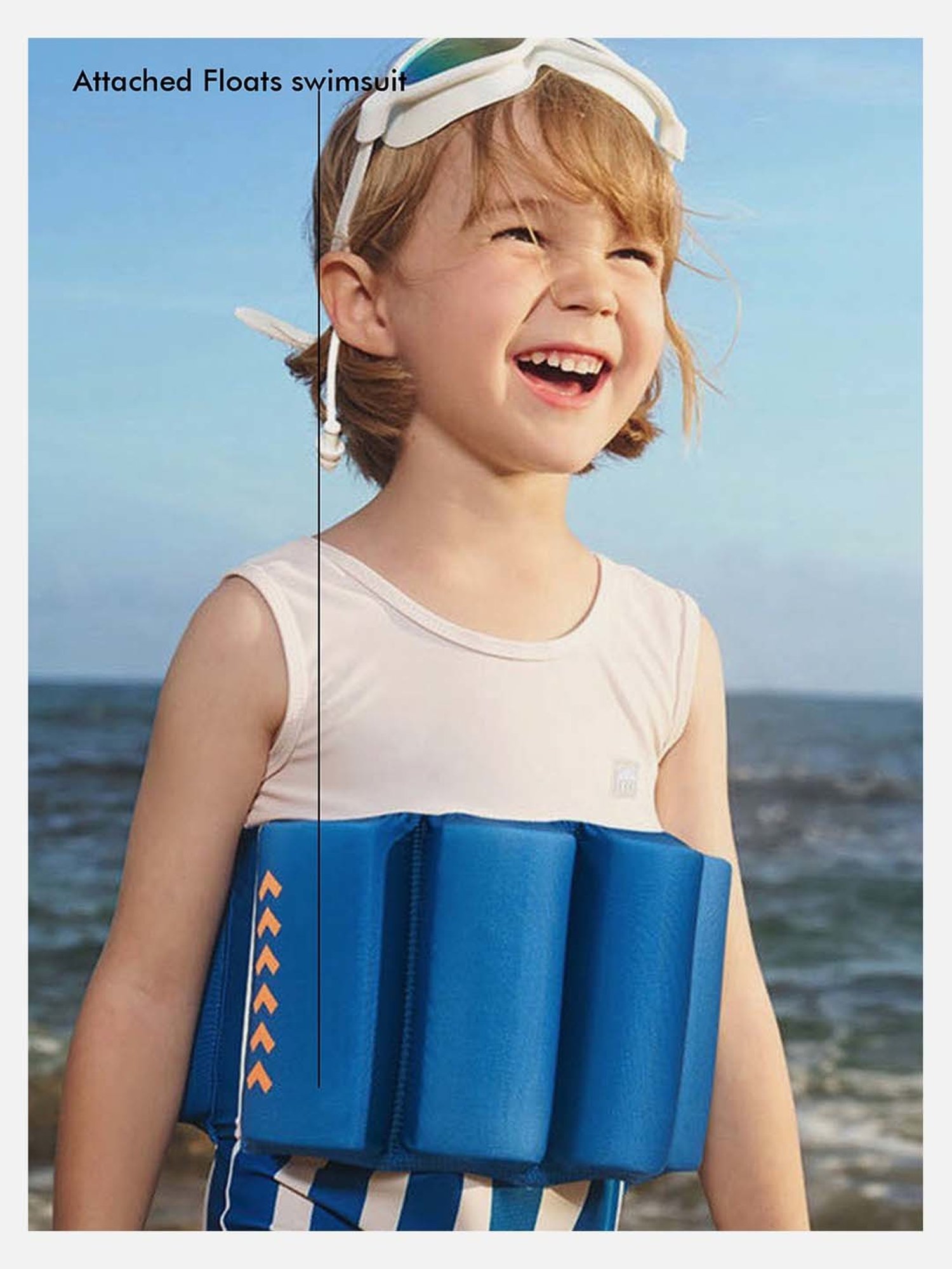 Little Surprise Box Kids Blue & White Printed Swimfloatsuit