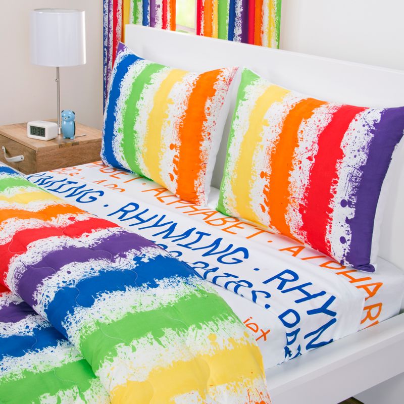 Brain Waves Rainbow Stripe Comforter Set (Full/Queen) - Learning Linens