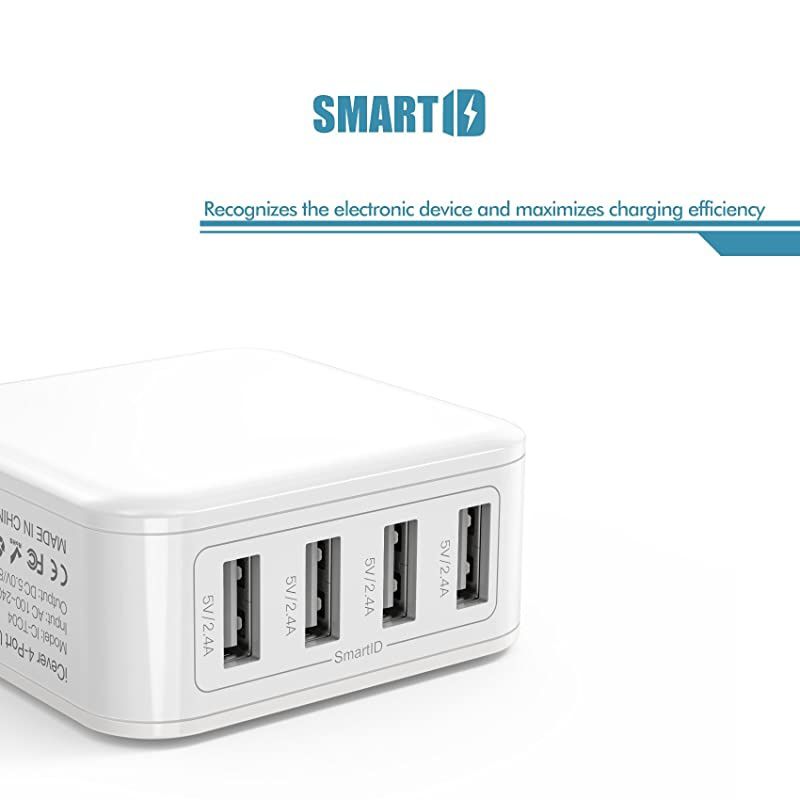 USB Wall Charger 40W 8A 4Port Charging Station with Foldable Plug USB Power Adapter for iPhone 11 Pro XsXS MaxXRX87iPad ProAir 2Mini 43 GalaxyNoteEdge LG Nexus HTC and More