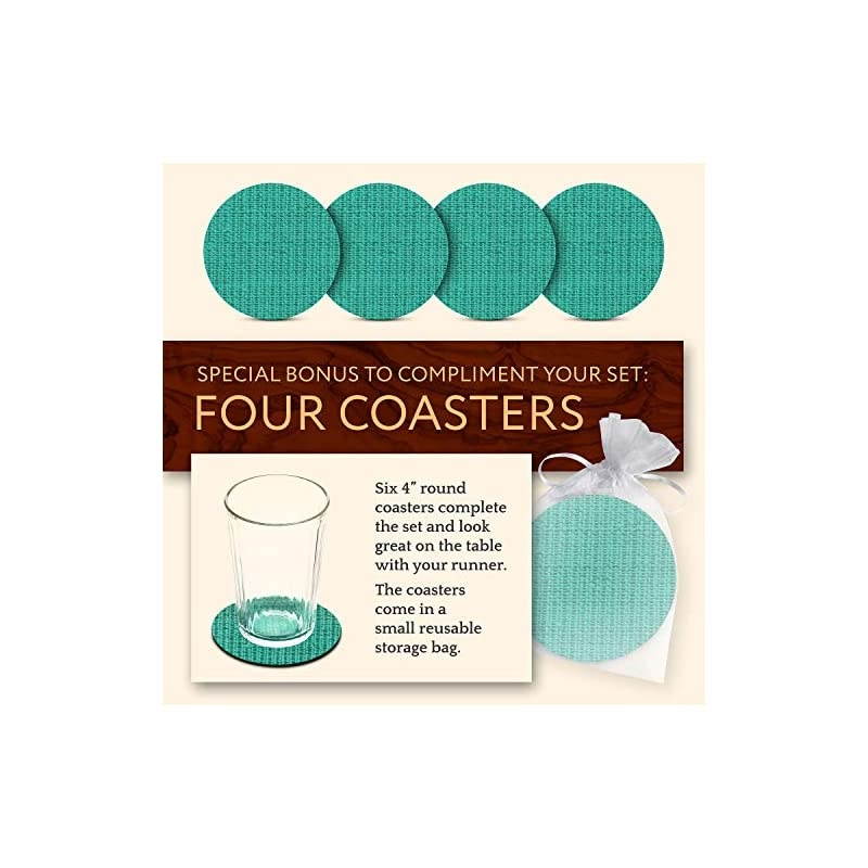 Decorative Modular Trivet Runner for Table 6 pcs Placemats Extendable Hot Pad, with Coasters Heat-Resistant Surface, for Hot Plates, Pots, Dishes, Cookware for Kitchen (Turquoise)