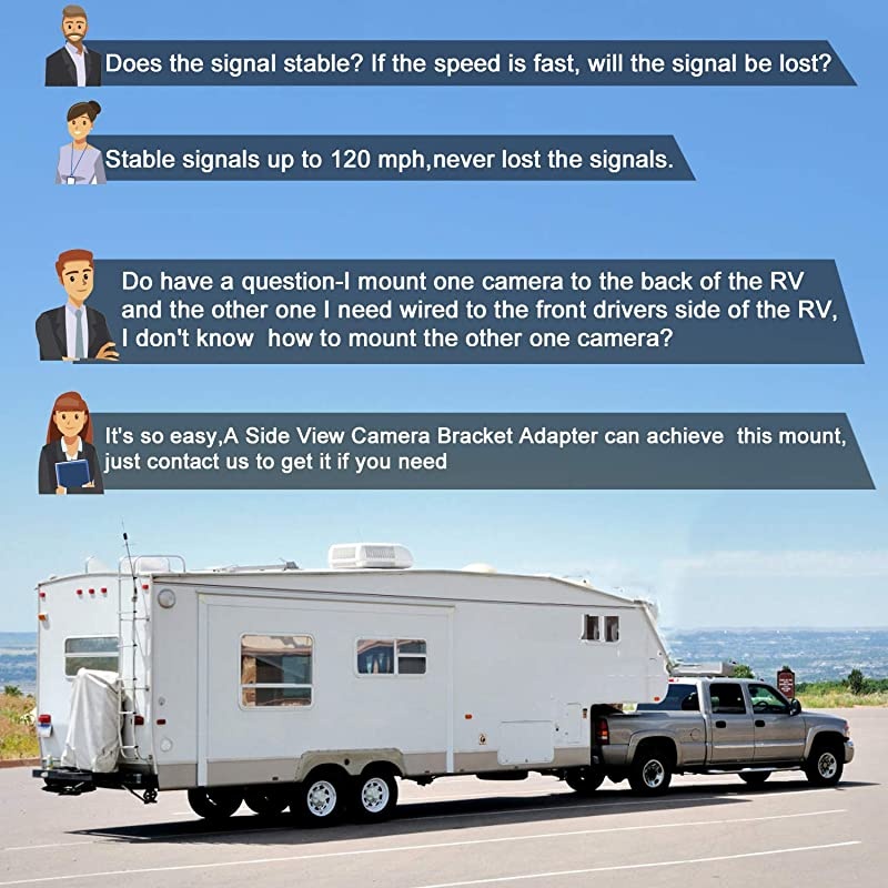 F07 HD 1080P Digital Wireless Rear View 2 Cameras for RVsTrailersBusMotorhome5th WheelsCampers with 7 DVR Monitor HighSpeed Observation System Super Night Vision IP69 Waterproof