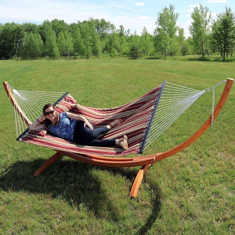 Coronado Double Quilted Hammock Red/Brown Stripe - Smart Living