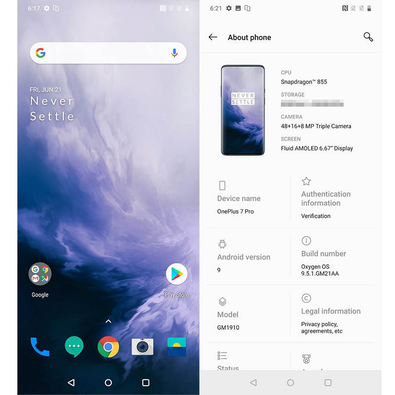 Global ROM original Oneplus 7 PRO Smart Phone Android 9 Snapdragon 855 2K AMOLED 48MP Camera 3120X1440 6GB RAM 128GB ROM(Gray)