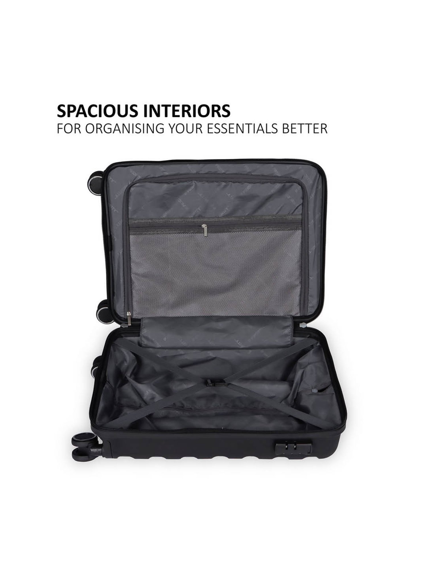 Priority Black 4 Wheels Large Hard Cabin Trolley Bag 50.8 cm