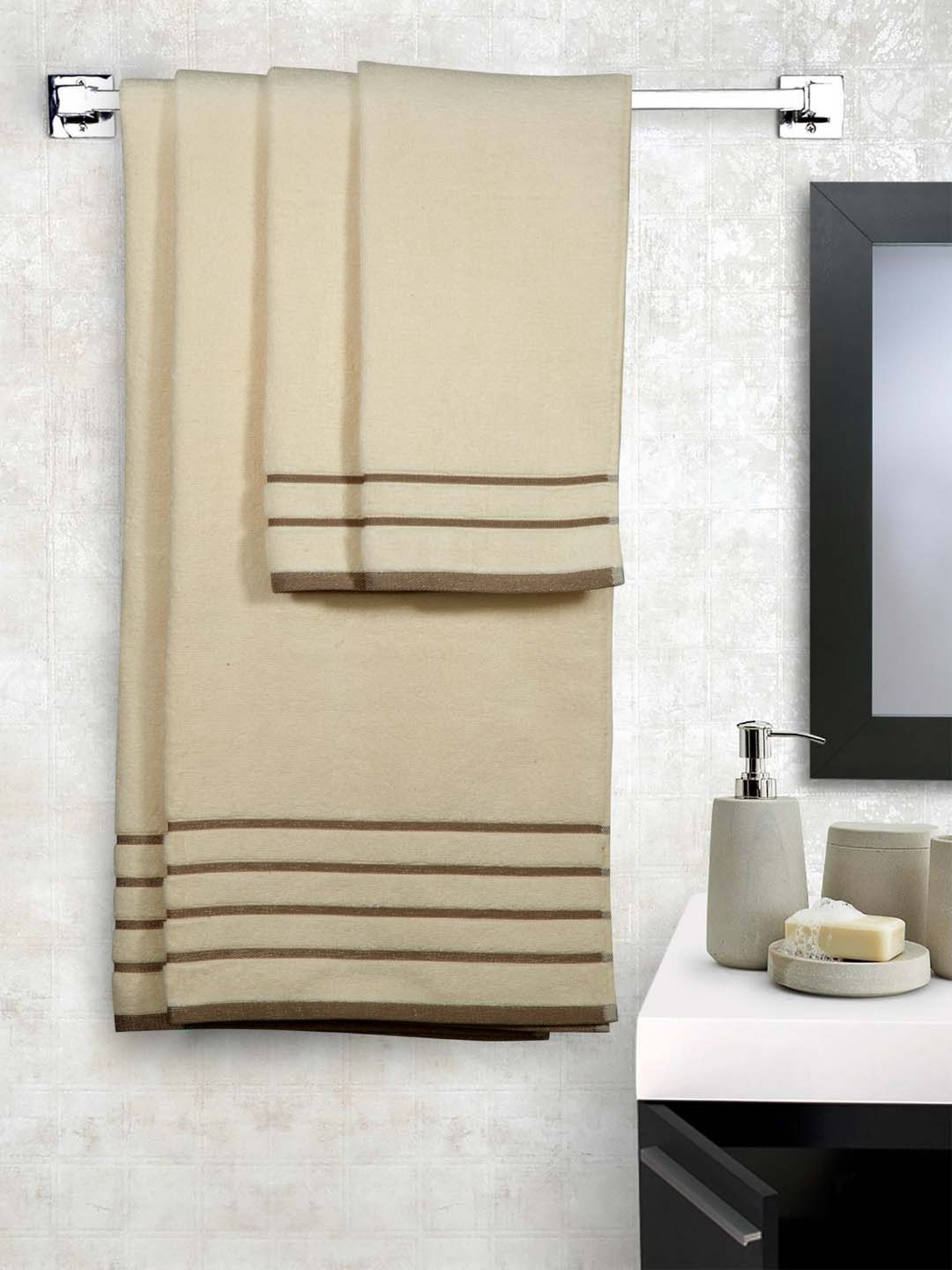 Mark Home 100% Cotton 500 GSM Zero Twist Simply Soft Ivory Towel Set
