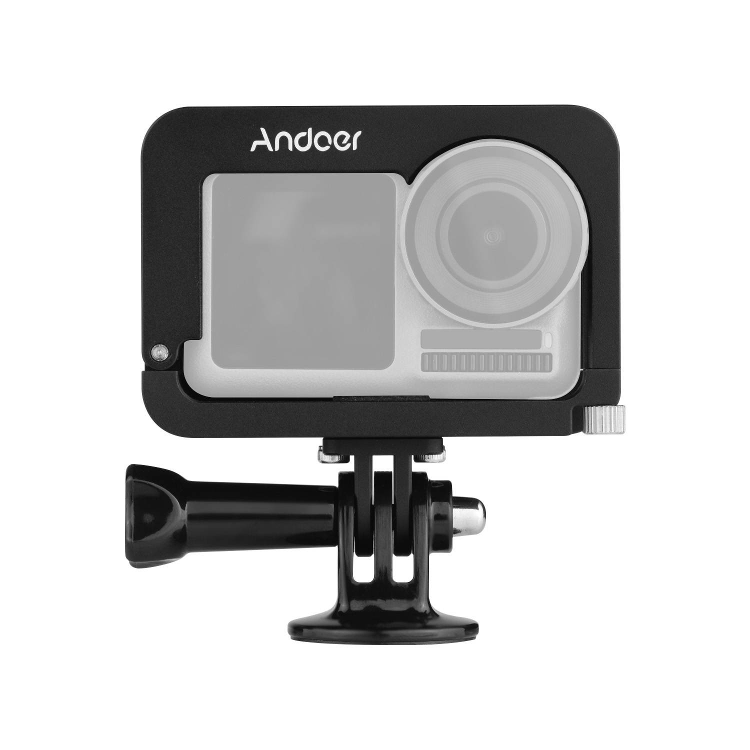 Andoer Metal Camera Cage Compatible with OSMO ACTION Vlogging Shooting Case with Cold Shoe Mount 1/4 Screw Interfaces