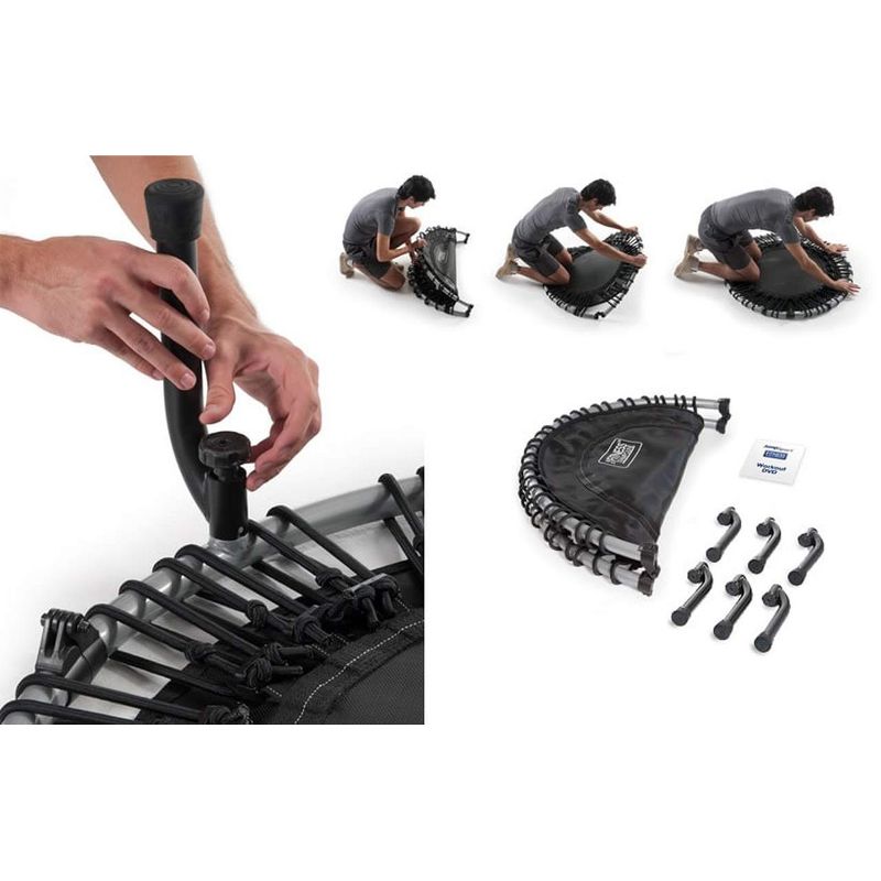 JumpSport 350f Indoor Heavy Duty Lightweight 39-Inch Folding Fitness Trampoline, Black