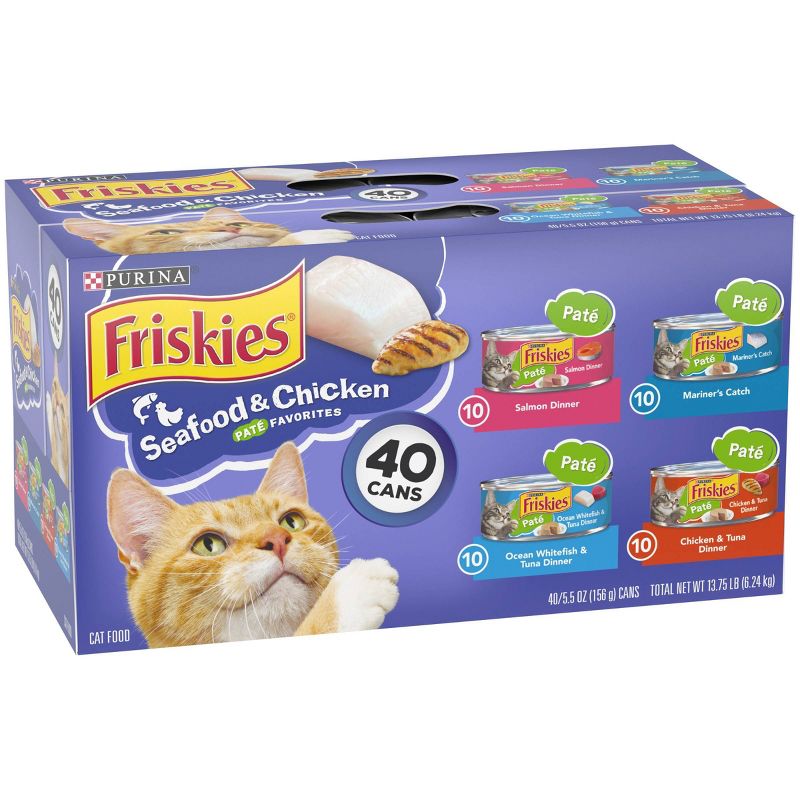 Purina Friskies Paté Seafood & Chicken Favorites Wet Cat Food - 5.5oz/40ct Variety Pack