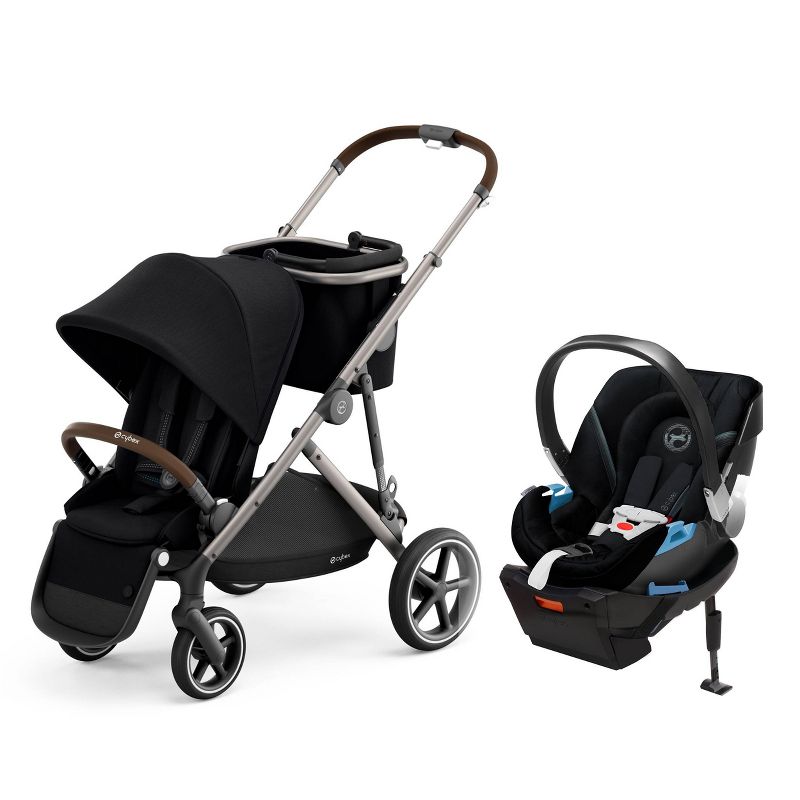Cybex Eezy S+2 Travel System with Aton 2 Infant Car Seat - Deep Black