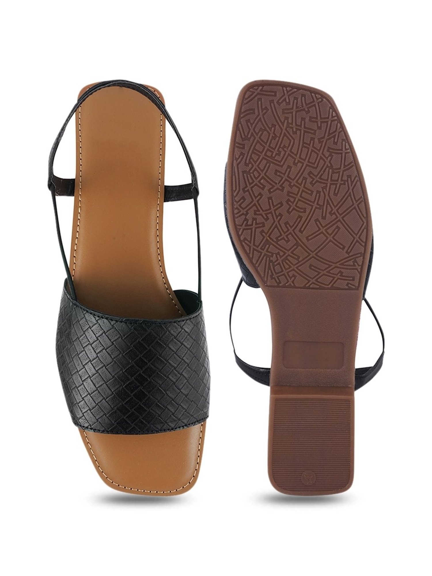 The White Pole Women's Black Sling Back Sandals