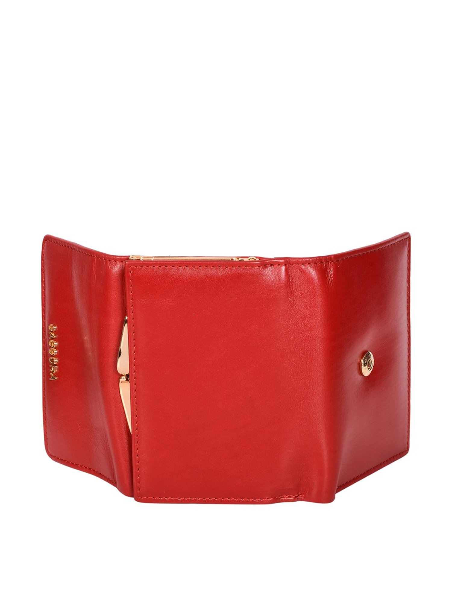 SASSORA Red Solid Rfid Tri-Fold Wallet for Women
