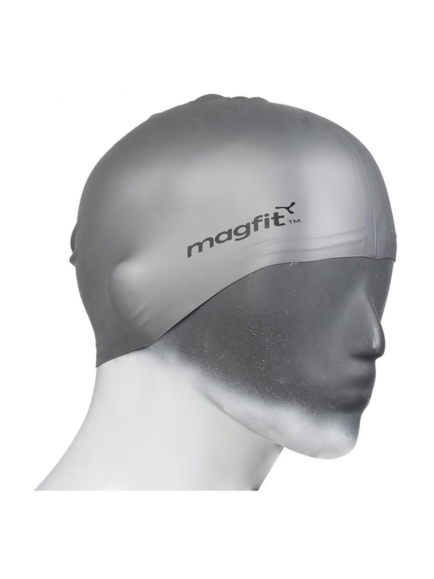 MagFit Silver Plain Silicone Swimming Cap